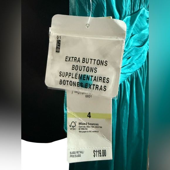 Evan Picone Satin Cocktail Dress Garden of Eden Teal NWT Sz 4 $110 Halter Neck - Picture 4 of 4